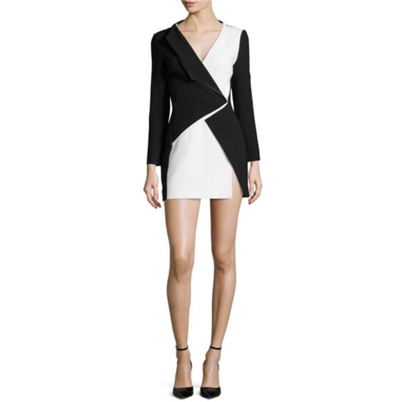 RARE THIERRY MUGLER RUNWAY Bicolor Asymmetric Mini Dress, Size 44 IT, M, NEW - Picture 3 of 11